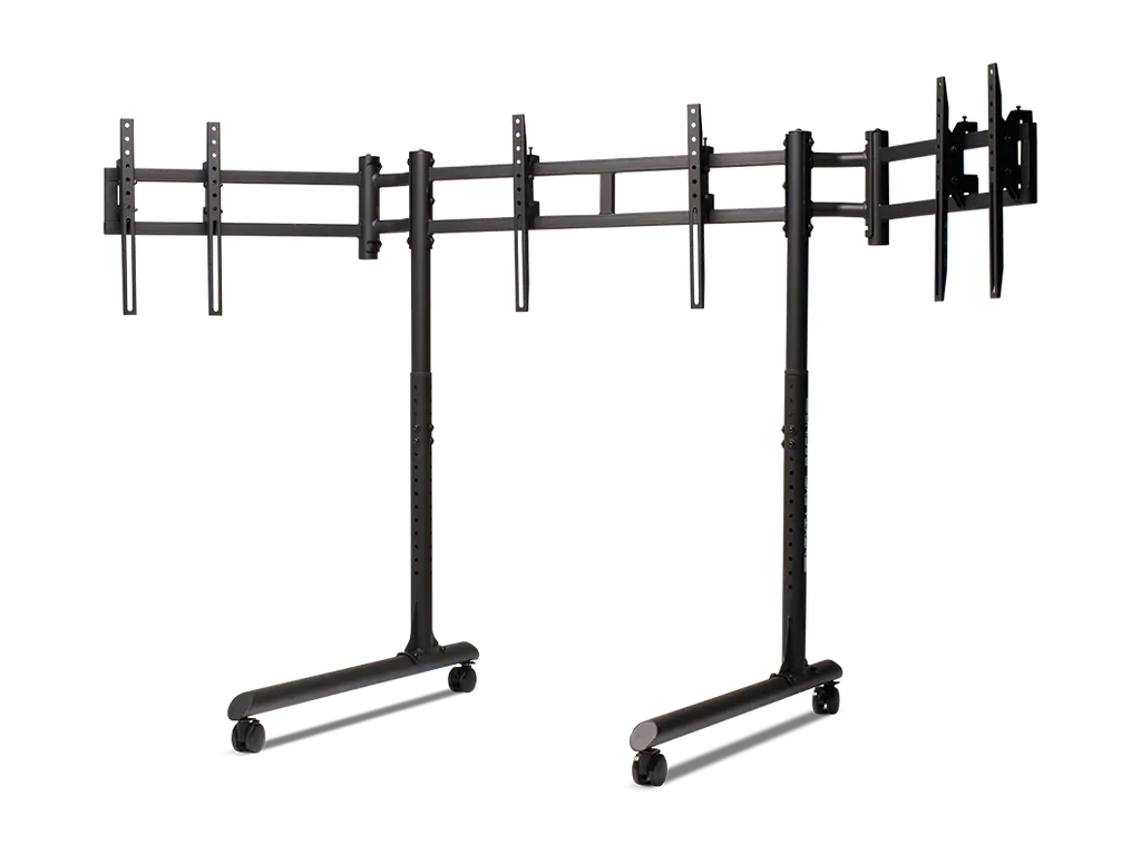 Round Tube Freestanding Triple Monitor Stand