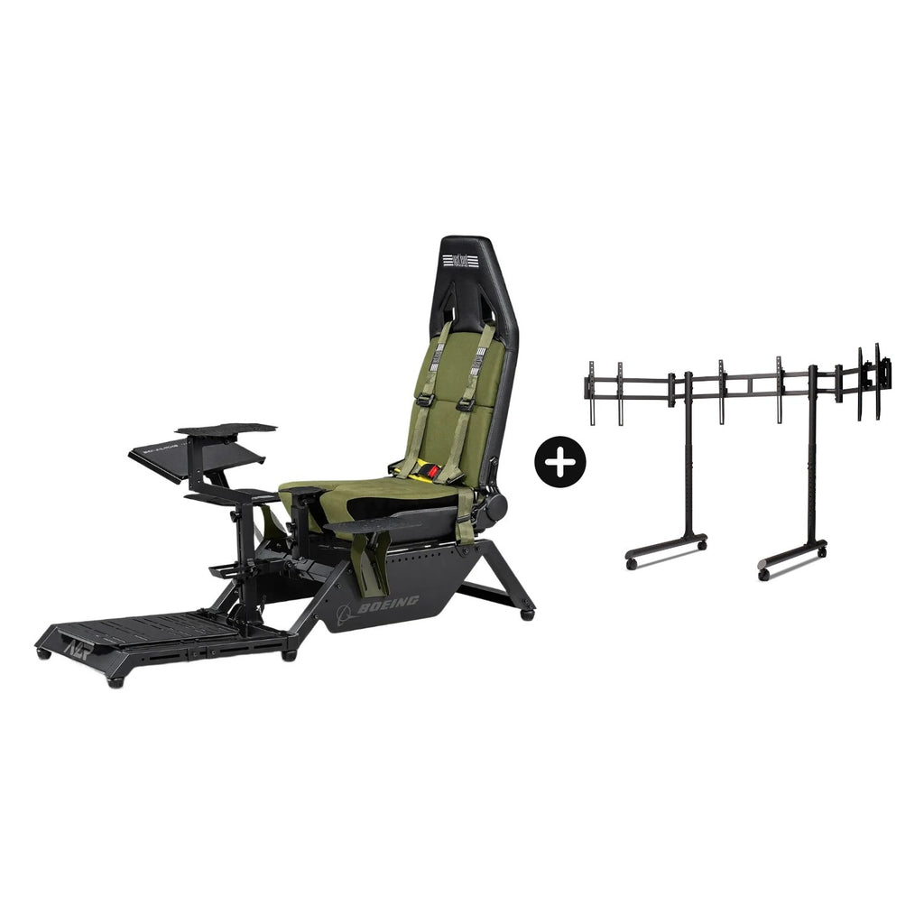Pack Boeing Military + Round Tube Triple Monitor Stand