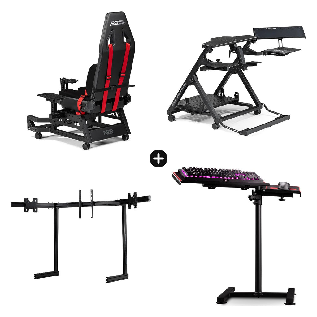 Pack Flight Simulator Pro Full: Stand + Seat + Elite Triple Monitor Stand + Keyboard Stand
